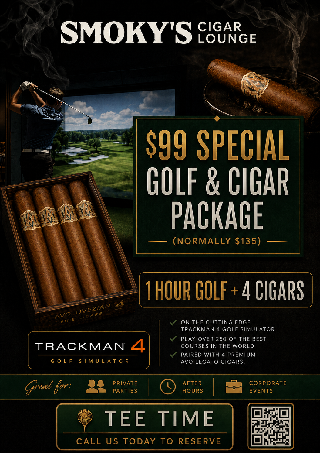 Golf and cigar package at Smoky's